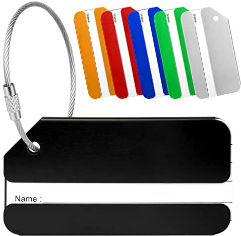 Yizhet Kofferanhänger mit Adressschild, 6 Stück Gepäckanhänger Kofferanhänger Koffer Schild mit Edelstahlkabel für Gepäck Koffer Tasche Handtasche (6 Farbe)