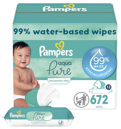 Pampers Aqua Pure Sensitive Baby Wipes 12X Pop-Top 672 Count