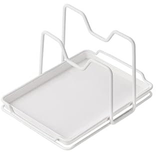 Moqing Support de Couvercle de Pot, Repose Cuillère Cuisine, Supports pour plaques de Cuisson et Planches à découper et avec plateau de goutte (Blanc)