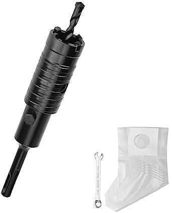 Couronne de forage de 35 mm (dents XXL) noire avec rallonge SDS Plus de 110 mm et foret de centrage à 4 tranchants 8 x 110 mm, guide de scie cloche murale pour maçonnerie et béton