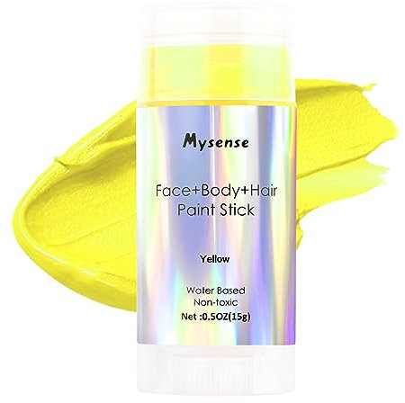 Mysense Yellow Face Body Hair Paint Stick,Water Based Washable Temporary Hair Paint,Non-toxic Cream Body Paint for Adults and Kids Halloween Costume Tiger Minions Cosplay Makeup,0.5oz(15g)
