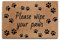 Paw Prints Doormat (60cm x 90cm) Small, Dog Cat Paw Prints Please Wipe Your Paws Front Door Mat, Coconut Core Fibre Heavy Duty Mat, Rug, Indoor Natural Coir Mat, Regular