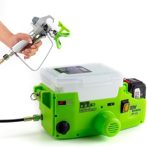 HENGCMM Pistolet a Peinture, 500W Pistolet Peinture, Station de Peinture airless, 6 Vitesses, Pulvérisateur de Peinture sans Fil à Dos Rechargeable de 1,7 L pour Murs et Plafonds, Clôtures,2Battery