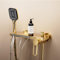 Wannenarmatur Wasserfall Bad Armaturen Badewanne Mischbatterie Wandmontage Badewannenarmatur mit 3 Modi Handbrause, SAGGION, Gold
