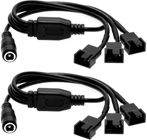 Gebildet - Cable adaptador de alimentación de CC de 2 piezas con conector a ventilador de PC de 3 vías, 3 pines y 4 pines, DC5521 a cable de 3 pines/4 pines