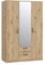 Forte NIKO Kleiderschrank 120 130, moderner Schrank 2-türig, Schlafzimmer, Jugendzimmer, Kinderzimmer, Holzwerkstoff, Artisan Eiche Holzdekor mit Spiegel, 122 cm breit x 185 cm hoch x 52,7 cm tief