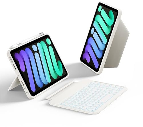 HOU Keyboard Case for iPad Mini 7/6, Bluetooth Folio Keyboard, 8.3-inch iPad Mini 7/6 Keyboard Case with 150 Degree Magnetic Detachable, Scratch and Shock Resistant, USB-C Charging
