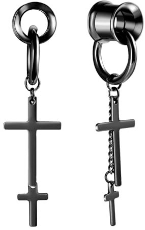 Hoisy Tunnel 14mm Männer Plugs Ohr 14mm zum Schrauben Ohr Tunnel Anhänger Kreuz Piercing Schmuck Set 9/16