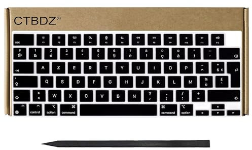 CTBDZ Capuchons De Touches De Clavier Azerty Français Rechange pour MacBook Pro 14 16 M4 Pro/Max A3185 A3186 A3401 A3112 A3403 A3404, pour MacBook Air 13 15 M4 A3240 A3241 2024-2025 (Noir)