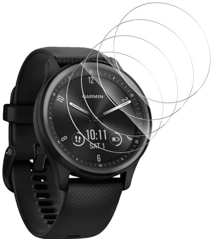 Jaavkkma 4 Pezzi Pellicola Protettiva per Garmin vívomove Sport Vetro Temperato, Durezza 9H/Senza Bolle, Protezione Schermo per Garmin vívomove Sport - HD Trasparente Vetro Temperato
