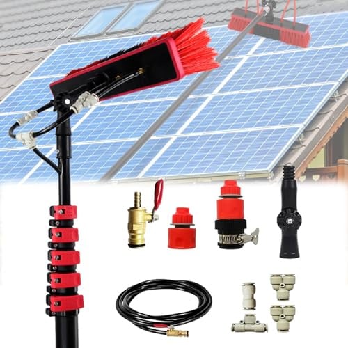 Feiphla 5-12m WasserfüHrende Teleskopstange, Glasdach Reinigungsset, Pv Anlage ReinigungsgeräT,Solar-Photovoltaik Panel ReinigungsbüRste,Ausziehbarer Reiniger Wintergartendach 3.6m(11.8ft)