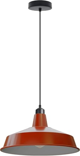 LEDSone Metall-Pendelleuchte Pluto, moderne Hängeleuchte mit verstellbarer E27-Fassung für Küche, Schlafzimmer, Wohnzimmer (Orange, Ohne Glühbirne)