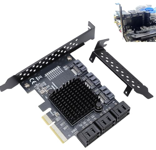 Ouitble PCIe SATA 9 Ports Erweiterungskarte, PCI-E 4X zu SATA3.0 GEN3 6Gbps Hard Disk Drive Adapterkarte für Wins 10/11/2003/Linux