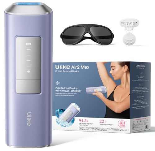 Ulike IPL Hair Removal Device, Pain-Free Ice Cooling Laser Hair Removal Device, USHR Mode* for Full Body, Face, Bikini and Underarms, Autoglide, Gift Purple Air 2 Max, Upgraded Air 3