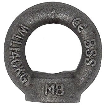 Ringmutter M8 DIN 582 C15E 5 Stück Ösen-Mutter Eisen Roh Dunkelgrau Traglast 140kg