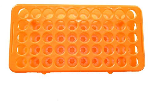 MUHWA Reagenzglasständer aus Kunststoff mit Silikon-Pad-Röhrchen, 50 Positionen, 18 mm, Zentrifugenröhrchen (Orange)