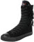 rismart Mujer Botas Lona Media Pierna Animadora Cordones High Top Sneakers Zapatos de Deporte(Negro(Flor),42 EU)