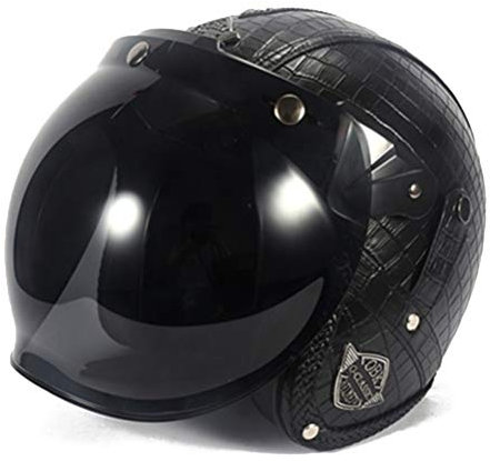 Harley Open Face Motorcycle Helmets Vintage Cruiser Chopper Scooter Racer Moto Helmet 3/4 Open Face Helmet Bubble Visor DOT