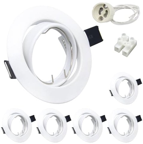 Wondlumi 6er LED Einbaustrahler GU10 Rahmen 68-80mm Deckenspots Schwenkbar 30° LED Spots 230V Weiß Rund Einbaurahmen mit GU10 Fassung