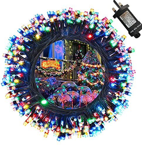 Moxled Christmas Tree Lights Multicolor - 35M 350 LED Outdoor Christmas Lights Waterproof, Timer, 8 Modes Expandable Fairy String Lights Mains Powered for Outdoor Indoor Xmas Tree Decorations