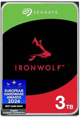 Seagate IronWolf 3TB, NAS Interne Festplatte HDD, 3.5 Zoll, 5400 U/Min, CMR, 64 MB Cache, SATA 6GB/s, silber, inkl. Data Rescue Service, FFP (ST3000VNZ06)