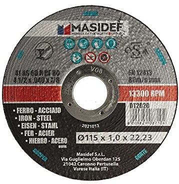 MASIDEF MEMBER OF THE WüRTH GROUP Disco da Taglio per Acciaio e Ferro, Misura Ø 115 x 1,0 mm, Set 5 pezzi, grigio