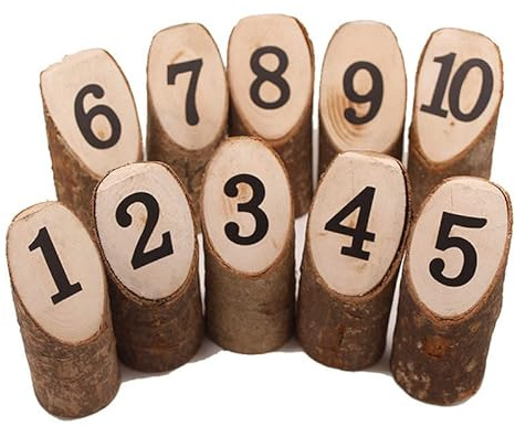BSTMOME Rustic Wooden Table Sign 1-10 Escort Rustic Party Wedding Decoration Number Base Floral Table Number Signs for Wedding Reception and Table Decorations