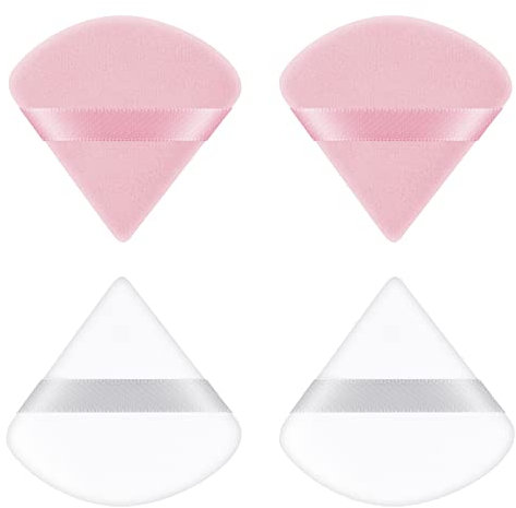 Ainiv Dreieck Makeup Puderquaste, 4 Stück Gesicht Schwämmchen Powder Puff, Waschbar Wiederverwendbar Makeup Sponge, Nass Trocken Make up Werkzeug für Loses Puder oder Foundation Rouge