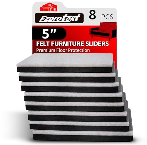8 PCS 5 Square Felt Furniture Movers Sliders for Hardwood Floors, Reusable Felt Furniture Moving Pads, Sliders for Moving Heavy Bed Fridge Sofa Cabinet Couch, Move Item Easily and Quickly (Beige)