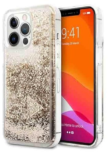Guess GUOHCP14XGLHFLGO Hülle für iPhone 14 Pro Max 6,7 Gold/Gold hardcase Glitter Charms