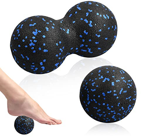 Xzeemo Juego de Bolas de Masaje, Pelotas de Masaje para Fascias, Bola de Maní Masaje, Bola Doble de Lacrosse, para Liberación Miofascial y Masaje de Tejido Profundo del Cuello y La Espalda