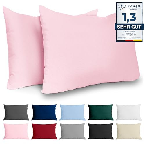 Kissenbezug 50x70 Renforcé Baumwolle (2er-Set) - Rosa - Dicht gewebt mit 57 Fäden/cm² - Kissenbezug 70x50 cm - Oeko Tex Zertifiziert - Dreamzie
