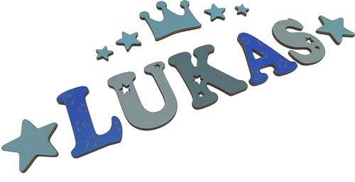 Holzbuchstaben I Türbuchstaben, Buchstaben personalisiert I Kinderzimmer I Deko Kinderzimmertür Dekoration I Geburtsgeschenk Taufgeschenk I Taufe Geburt Geschenk Jungen Mädchen (Farbmuster LUKAS 7cm)
