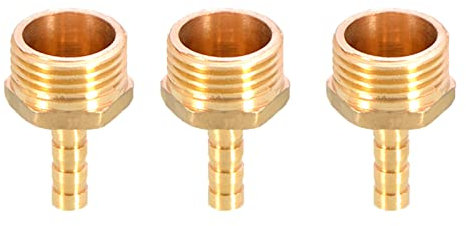 3 Stück Messing Widerhaken Schlauchverschraubung Kupplung Verbindungsstück 6 mm auf 1/2 Zoll Außengewinde BSP-Gewinde Rohrnippel Fitting Rohradapter