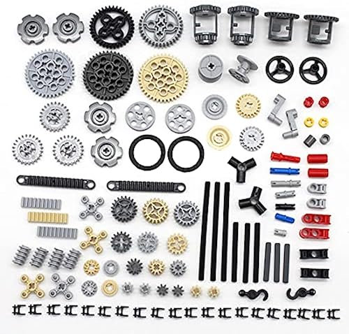Technic Pièces pour Lego, DIY Technic Véhicule Pièces Boîte de Vitesses Pièces d'engrenage, Rechange et pièces d'axe de Roue dentée Technic, 116 Pièces