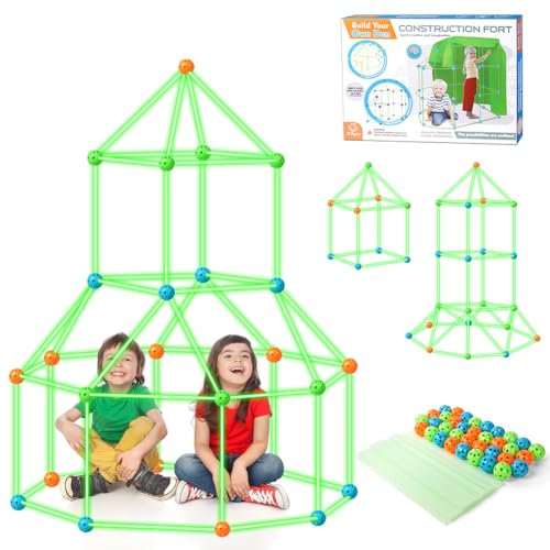 OSDUE DIY Zelt Spielzeug, 87 Stück Kids Fort Building Kits, DIY Fort Konstruktions Spielzeug Play Tent Spiel Zelt Kinder Outdoor S pielzeug Höhle Bauen Kinder Bauspielzeug für Mädchen Jungen