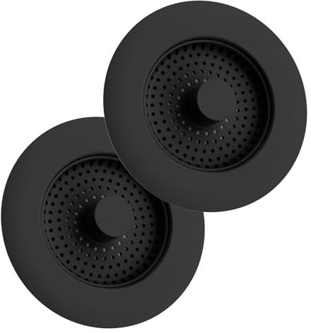 Hibbent 2 Set Kitchen Sink Plug,Kitchen Sink Strainer and Stopper Combo, All Metal Stopper and Strainer,Anti-Clogging,Kitchen Sink Strainer Plug,and Prevent Odors-Sinks Depth > 22mm-Black
