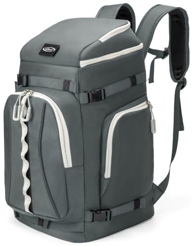 Lunidry Skischuhtasche, 65L wasserdichte Skitasche & Snowboardstiefeltasche, Reiserucksack für Ski, Snowboardhelm, Brille & Zubehör