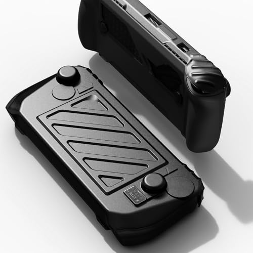 Skull & Co. Stand Grip GripCase Front Cover Bundle for ROG Ally X: Protective Case with Textured Grips Full Protection with HardShell Front Cover Handheld Design- Smoky Black