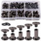 YIXISI 80 Set M5 x 4/6/8/10/12 mm Chicago Vis Assortiment Kit, 5 Tailles Kit de Rivets pour Cuir Cruciforme, pour DIY, Décoration de Cuir, Réparation de Reliure, Nickel Noir