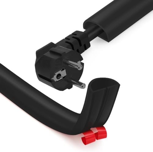 Flexibler Kabelkanal Selbstklebend - 2 Metre x 15mm x 10mm PVC Kabelschutz Boden für 1 Kabel, für Haus, Büro, Schule, Lager (Schwarz)