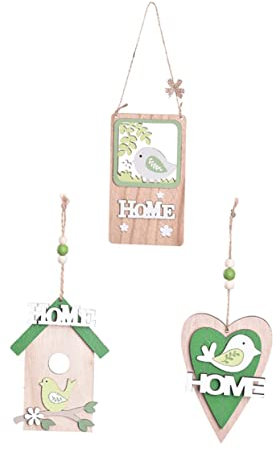 RORPOIR 3 Piezas Letrero Colgante de Madera para Puerta de Entrada Decoración de Bienvenida Home Forma Casa y Adorno Rústico para Primavera para Entradas y Pórticos