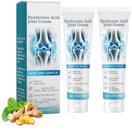 Hyaluronsäure Gelenkcreme, Safe and Gentle Gelenkpflegecreme, Hyaluronic Acid Joint Cream 2 Stück, Hyaluronsäure Gelenkschmerzen Salbe für Rücken, Nacken, Hände, Knie