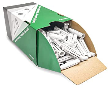 PARCO Lot de 100 chevilles universelles de qualité supérieure - En plastique avec bord pour un maintien parfait dans le béton, la pierre, le bois, etc. - 8 x 40 mm - PA 6 de qualité supérieure