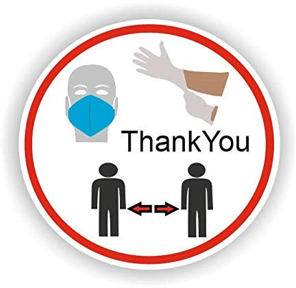 Generisch 1 Stück Handschuhe tragen Abstand halten Mundschutz Sicherheits Symbol Aufkleber Abziehbild (R50/1) W (20cm)