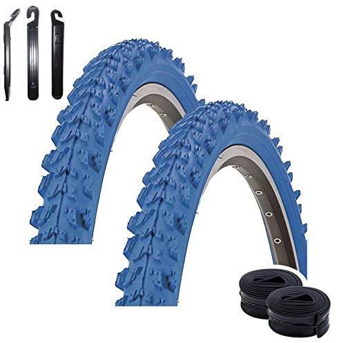 Angebot-Set / 2 x Kenda K-829 26 MTB Fahrradreifen Fahrradmantel in Blau 50-559 (26 x 1.95) + 2 passende Schläuche DV inkl. 3 Reifenheber