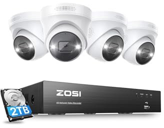 ZOSI 4K PoE Überwachungskamera Set Außen, 2TB HDD NVR Videoüberwachung System auf 16CH erweiterbar, 4X 8MP PoE IP Kameras, Personenerkennung, C225