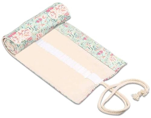 Yitexin 72 ranuras, rollo de lápices de lona enrollables a mano para lápices de colores para artistas, bocetos, estudiantes, Flor, informal