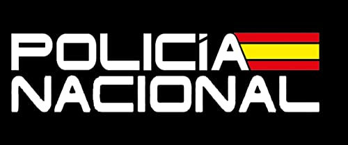 Parche Policía Nacional letras blancas y bandera española. Rectangular 12 x 5 cm Tela Impresa sublimado Borde Hilo Negro y tela de gancho Macho Trasero - 1 Unidad