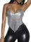 Ella Lust Sexy metallisches Kettenoberteil für Damen – Pailletten-Neckholder, tiefer V-Ausschnitt, rückenfreies Crop-Tanktop (Silver,L,1072r)
